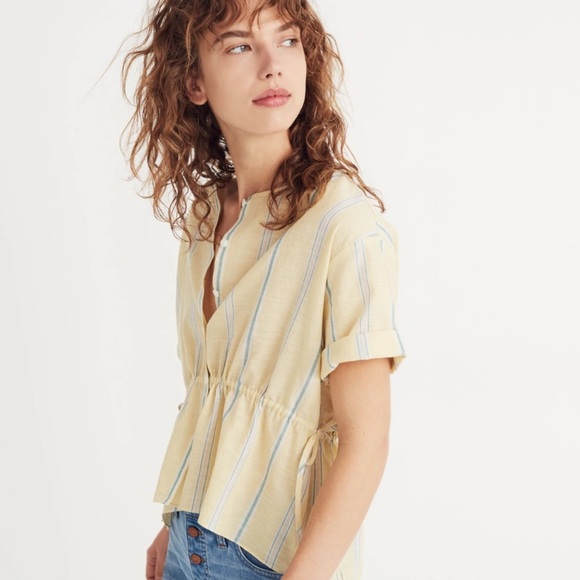 Madewell Tops - Madewell Drawstring Waist Shirt in Atlantic Stripe